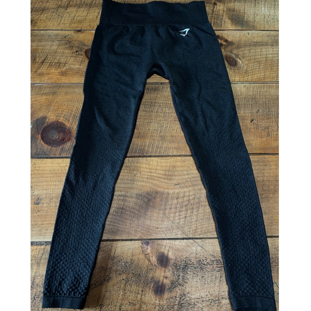Gymshark Womens Black Charcoal Athletic Workout Leggings No Size Tag See Descr